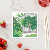 熱帯鳥と植物 スタンダードカクテルナプキン (インサイチュ)