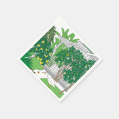 熱帯鳥と植物 スタンダードカクテルナプキン (角)