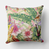 熱帯鳥と背景装飾用クッション クッション (裏面)