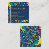 熱帯鳥と花パターンフローラスクエアB スクエア名刺 (正面/裏面)