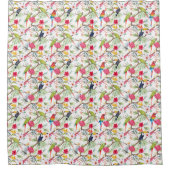 熱帯鳥と花 シャワーカーテン (正面)