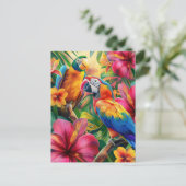 熱帯鳥と花 ポストカード (スタンド正面)