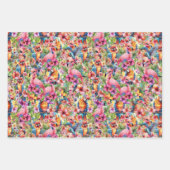 熱帯鳥と花 ラッピングペーパーシート (正面2)