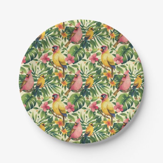 熱帯鳥と蝶紙プレートパーティー ペーパープレート (正面)