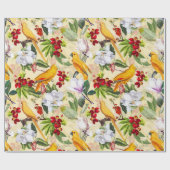 熱帯鳥のオウジョウジャングルパターン-黄色 ラッピングペーパー (フラット)