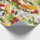 熱帯鳥のオウジョウジャングルパターン-黄色 ラッピングペーパー (角)