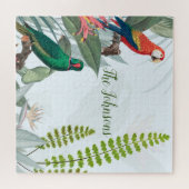 熱帯鳥のオウムと葉 ジグソーパズル (横)