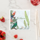 熱帯鳥のオウムと葉 スタンダードカクテルナプキン (インサイチュ)