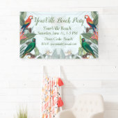 熱帯鳥のオウムと葉 横断幕 (インサイチュ)