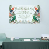 熱帯鳥のオウムと葉 横断幕 (トレードショー)