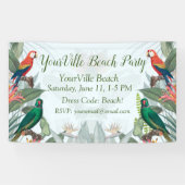 熱帯鳥のオウムと葉 横断幕 (横)