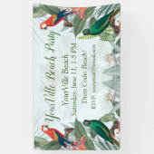 熱帯鳥のオウムと葉 横断幕 (縦)