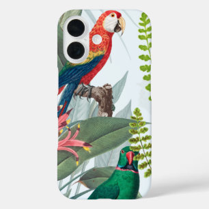 熱帯鳥のオウムと葉 iPhone 16ケース