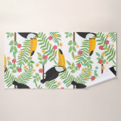 熱帯鳥のシームレスパターン背景。トウカン バスタオル (バスタオル)