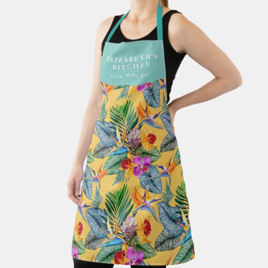 熱帯鳥のパラダイスと蘭の夏の庭 エプロン (インサイチュ)