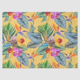 熱帯鳥のパラダイスと蘭の夏の庭 薄葉紙