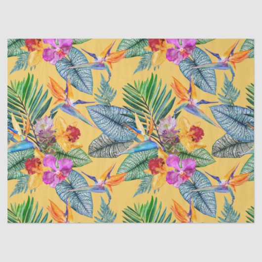 熱帯鳥のパラダイスと蘭の夏の庭 薄葉紙 (正面)