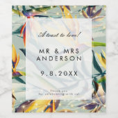 熱帯鳥のパラダイスウェディングパーティーボトル ワインラベル (シングルラベル)