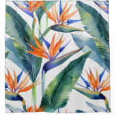 熱帯鳥のパラダイスパターン シャワーカーテン (正面)