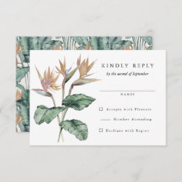 熱帯鳥のパラダイスフラワー結婚ズ 出欠カード