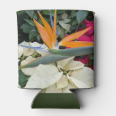 熱帯鳥のパラダイス植物とポインセチア 缶クーラー (裏面)