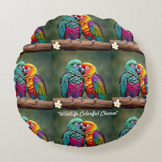 「熱帯鳥の保護区」 ラウンドクッション (正面)