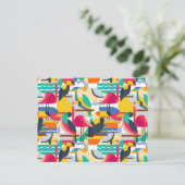 熱帯鳥の幾何学的な特徴 ポストカード (スタンド正面)