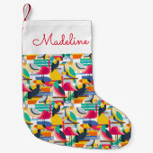 熱帯鳥の幾何学的な特徴 |モノグラム スモールクリスマスストッキング (正面)