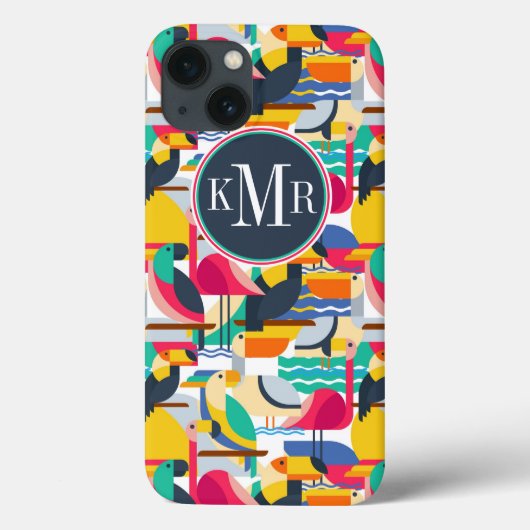 熱帯鳥の幾何学的な特徴 |モノグラム Case-Mate iPhoneケース (裏面)