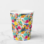 熱帯鳥の幾何学的な特徴 紙コップ (正面)