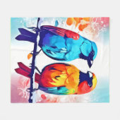 熱帯鳥の愛好家 フリースブランケット (正面(横))