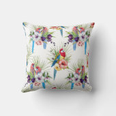 熱帯鳥の枕(白い) クッション (裏面)
