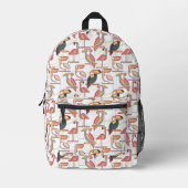 熱帯鳥の模様 プリントバックパック (正面)