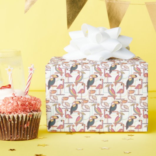 熱帯鳥の模様 ラッピングペーパー (誕生日パーティー)