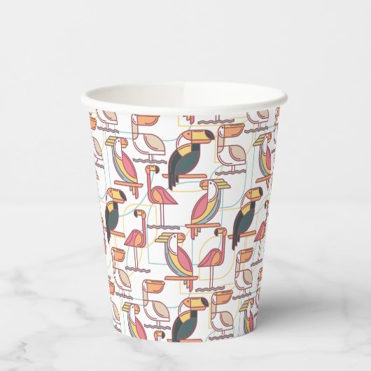 熱帯鳥の模様 紙コップ (左)