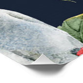 熱帯鳥の水色の赤いハイビスカスの花 ポスター (コーナー)