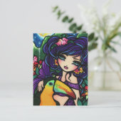 熱帯鳥の滝マーメイドファンタジーアートガール ポストカード (スタンド正面)