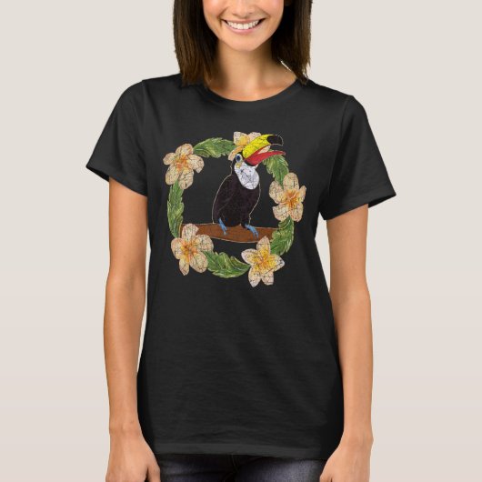 熱帯鳥の熱帯雨林動物のフローラトゥカン Tシャツ (正面)