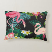 熱帯鳥の花フラミンゴの水の風景 アクセントクッション (裏面)