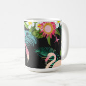 熱帯鳥の花フラミンゴの水の風景 コーヒーマグカップ (正面右)