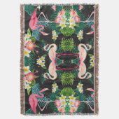 熱帯鳥の花フラミンゴの水の風景 スローブランケット (正面縦)