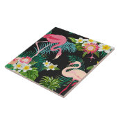 熱帯鳥の花フラミンゴの水の風景 タイル (側面)