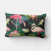 熱帯鳥の花フラミンゴの水の風景 ランバークッション (裏面)