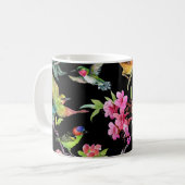 熱帯鳥の花:水彩パターン コーヒーマグカップ (正面左)