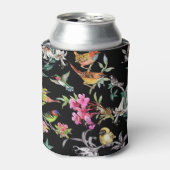 熱帯鳥の花：水彩パターン 缶クーラー (缶正面)