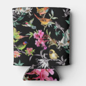 熱帯鳥の花：水彩パターン 缶クーラー (裏面)