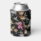 熱帯鳥の花：水彩パターン 缶クーラー (缶裏面)