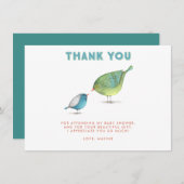 熱帯鳥の赤ちゃんシャワーありがとう サンキューカード (正面/裏面)