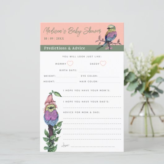 熱帯鳥の赤ちゃんシャワーアドバイスと予測 (スタンド正面)