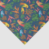 熱帯鳥の青い花柄 薄葉紙 (詳細)